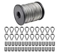 50m x 1.5mm Corda in Acciaio Inox Fune Metallica Cavo, 30 pezzi 1.5mm Maniche Crimpanti in Alluminio, 20 pezzi M2 Ditale in Acciaio Inox, Kit di Ringhiera per Ringhiera Rivestire, Immagine Appeso
