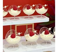 50ml/1,76oz Bicchierini di plastica per dessert con piedini, adatti per mousse, dolci, budini, coppette di gelatina, bicchierini di tiramisù, più spessi e durevoli, portatili, design creativo con base