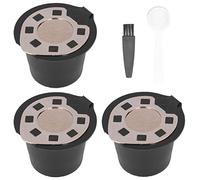 50ml Stainless Steel Coffee Pod Cup Refillable with Spoon Brush Reusable Filter Stainless Steel Replacement for Gold Plated Boxed Set of 3 Gold Plated Pods + Spoon Brush (Color box 3 chrome plated +