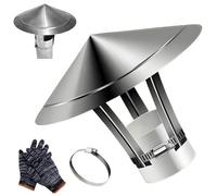 50mm 80mm 120mm Comignolo Antivento Cappello Per Camino, Terminale Canna Fumaria Acciaio Inox, Cono Cappuccio Per Camino Per Condotti Di Stufe E Camini(50mm/2in)