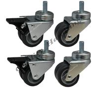 50mm DOPPIO BULLONE RUOTA FORO rotante e frenati ROTELLE CON RACCORDO, Set di 4