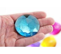 50mm Extra Large Flat Back Round Acrylic Rhinestones Plastic Circle Gems for Costume Making Cosplay Jewels PRO Grade Embelishments - 4 Pieces (Blue Aqua H109)