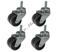 50mm Ruote gemellate Nylon nero bullone foro girevole con raccordo, Set di 4