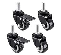 50mm Swivel Stem Caster Wheel for Furniture,Bolt/M8,M10,M12/X25mm,360° Black Swivel Caster with Brake,Heavy Duty Replacement Castor Castors Casters (Color : 4 Pcs with Brake, Size : M1(4 Pcs,M8*25mm)