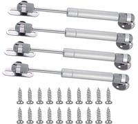 50N/5,1 kg, cerniera di sicurezza per sollevamento, ammortizzatore a gas e apertura morbida e ammortizzazione, testa telescopica in gomma, supporto molla a gas, lunghezza 15,2 cm, set da 4, argento