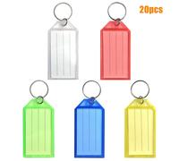 50pack Tough Plastic Key Tags w/ Split Ring Label Window Coded ID Luggage Tags