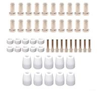 50Pc Plasma Cutters Tip Ugello Elettrodo Taglio Consumabili Accessori Kit, Plasma Electrode Tip Shield Cup Swirl Ring Fr PCM-500i Cutter PT-31XL Torcia