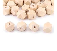 50pcs 20mm perline geometriche non finite poliedro sfaccettato di legno per accessori