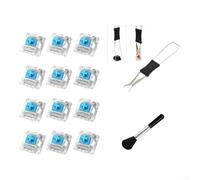 50pcs 3-Pin tastiera interruttori LED trasparente pronto (ciano) | Caratteristica sensazione tattile clicky, confezione da 50 pezzi, ideale per configurazioni di gioco, layout standard a 3 pin