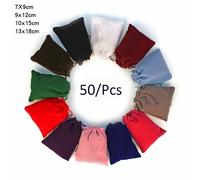 50pcs 5x7cm -9x12cm Colore Velluto Oreficeria Borsa Coulisse Regalo Tanica Tasca