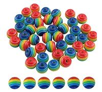 50pcs 8 Mm Rotondo a Strisce Arcobaleno Perle in Resina Perline per Distanziali Sciolti per Gioielli Che Producono Braccialetti Accessori Artigianali Fatti Fai - -Te