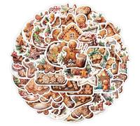 50pcs Adesivi Natalizi Bambini Adesivi Pan di Zenzero di Natale Adesivi Bambini Scrapbooking Decorazione Natalizia per Regalo Pacchetto Libro Valigia (Pan di Zenzeri)