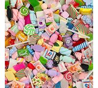 50pcs carino ciondoli slime set misto resina flatback per fai da te creazione e ornamento scrapbooking perline assortiti caramelle frutta torta traliccio kit ornamenti in resina fare forniture