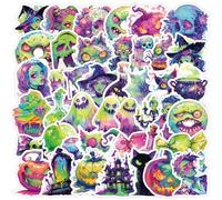 50pcs Cool Adesivi Spaventosi, Vinile Impermeabile Scheletro Strega Fantasma Adesivi per Adulti, Orrore Teschio Adesivi di Halloween