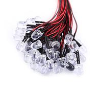50Pcs Diodi LED a Diffusione Diffusa Precablati DC 9-12V 3 5 10mm Water Clear(Blu-5mm)