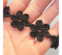50PCS fiore mini bordo bordo in pizzo floreale di larghezza del nastro 2.4*2 cm stile vintage nero passamaneria in tessuto ricamato applique cucito artigianale abito da sposa abbellimento fai da te