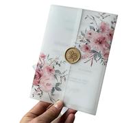 50Pcs Flower Vellum Wrap Suitable For A 5 X 7 Wedding Invitation Per Decoration(Color1)