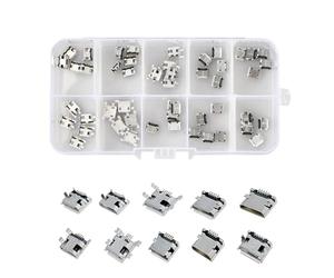 50pcs Micro USB Connettore Femmina a 180 Gradi a 5 Pin DIP, 10 Modelli 5pcs di ogni tipo di Connettore set per Saldatura Riparazione Adattatore USB Sostituzione