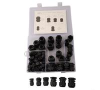 50PCS Nylon Cable Gland Kit IP68 Waterproof PG7-PG19 | IP68 waterproof rating, acid and alkali resistant, flame retardant nylon PA, 50pcs total count, black finish