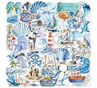 50PCS Ocean Stickers, Cool Marine Life Sea Beach Stickers Packs for Phones, Skateboards, Guitars, Waterproof Vinyl Cute Creatures Animals