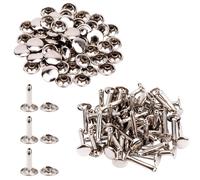 50pcs Ottone Doppio Tappo Rivetti Oro Argento Bronzo Gunmetal 8mm - 10mm Pelle