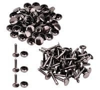 50pcs Ottone Doppio Tappo Rivetti Oro Argento Bronzo Gunmetal 8mm - 10mm Pelle