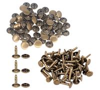 50pcs Ottone Doppio Tappo Rivetti Oro Argento Bronzo Gunmetal 8mm - 10mm Pelle