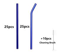 50pcs Riutilizzabile Vetro Cannucce Dritto/Piegato Ecologici Borosilicato Nuovo