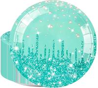 50PCS Rosa Glitter - 7inch Rosa Oro Diamante Compleanno Piatto Dessert per torta insalata Pizza Piatti usa e getta Forniture per le ragazze donne sirena Anniversario Compleanno Nozze T (Verde Salvia)