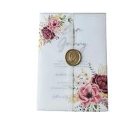 50Pcs Rose Flower Vellum Wrap Suitable For A 5 X 7 Wedding Invitation per Partecipazioni