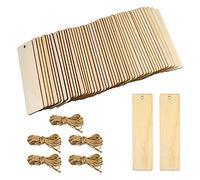 50pcs Segnalibri, 12 cm Segnalibro in Legno, Vuoto Segnalibri da Appendere con Corda, Etichette in Legno Rettangolari per Libri, Artigianato Natalizio fai-da-te, Uomini, Donne, Ragazze e Ragazzi
