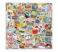 50PCS Summer Beach Vacation Stickers, Fun Outdoor Beach Surfing Sticker Set, utilizzare su telefoni cellulari, skateboard, computer, tazze