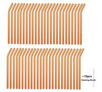 50Pezzi Cannucce Di Vetro Da 8Mm Riutilizzabili Eco-Friendly Per Succo E Bevande