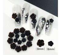 50pezzi Kawaii Black Carved Roses Nail Charms Roses Flower Nail Parts Valentine's Day Decoration Nail Accessories For Nail Art Supplies Professionals DIY Nail Gemsdecorazioni per unghiecharm unghiedec