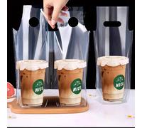 50pz/100pz/150pz Buste trasparenti per caffè, succhi, bevande, confezioni per trasporto, buste per caffè da asporto, singole o doppie, adatte per la consegna di alimenti e bevande, buste per asporto p