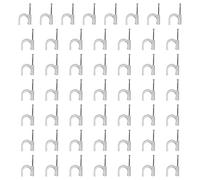 50pz Clip fissacavo, diametro cavo 5/6 mm, bianco, con chiodino in acciaio, fermacavo con chiodo, graffetta per bloccare il cavo a parete muro, fermacavi rotondi ad alta resistenza