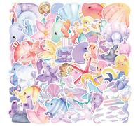 50pz/Confezione Adesivi a tema sirena, etichette estetiche a tema mondo marino con animali cartoni animati, adesivi autoadesivi per cancelleria, biglietti, buste, scrapbooking, regali per bambini, for
