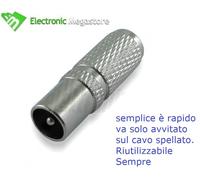 50PZ CONNETTORE ANTENNA SPINA ANTENNA TV ATTACCO RAPIDO CAVO 6,8mm 28077