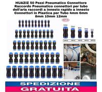 50pz Connettore Pneumatico per Tubo Aria, Raccordi a Innesto Rapido in Plastica