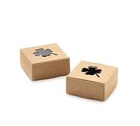 50pz Cubo Scatola Portaconfetti Con Finestra PVC forma Quadrifoglio Portafortuna Bomboniera Evento