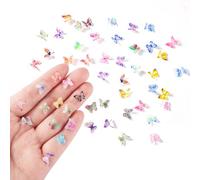 50pz Mini Farfalle in Resina, Piccole Miniature Farfalle per Unghie Farfalle Colorate in Microresina Farfalle per Artigianato per la Casa Delle Fate Delle Bambole in Giardino(Stile A)