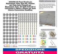 50pz Rivetti x Riparazione Tetto Auto Kit, Puntine x Cielo Auto Pulsanti x Ripar