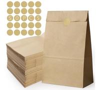 50pz Sacchetti per Cibo，GeeRic 13*8*24CM Sacchetto di Carta Kraft 2.4L Grandi di Borsa Spesa Riciclabile Imballaggio Regalo Busta per Alimenti/Baguette/Cornetto/Pane/Verdure/Frutta Adatto a Microonde