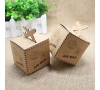 50pz Scatole Cubo Portaconfetti Segnaposto AIR MAIL AEREO Tema Viaggio Mondo