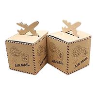 50pz Scatole Cubo Portaconfetti Segnaposto AIR MAIL AEREO Tema Viaggio Mondo