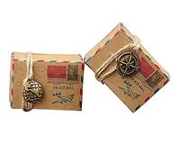 50pz Scatole Cubo Portaconfetti Segnaposto Tema Viaggio Mondo Corda di Canapa Accessori Vintage Compresi (globo)