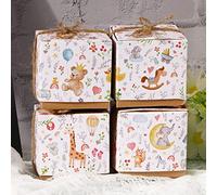 50pz Scatoline Portaconfetti Bomboniere Battesimo Scatole Carta Nascita Regalo Bambini con Corda Iuta Stampa Elefante Fiori Decorazione Confetti per Festa Battesimo Compleanno Matrimonio