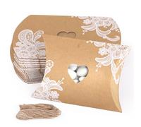 50pz Scatoline Portaconfetti Matrimonio Nascita Bomboniere Vintage Scatole Cartone con Cuore Nastro Iuta Regalo per Festa Matrimonio Nozze