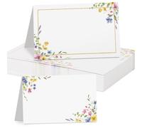 50pz Segnaposto Fiori Matrimonio Compleanno Battesimo Cresima Bambini Prima Comunione, Cartellini Segnaposto Tavolo, Cartoncino Bigliettini Decorazione Feste