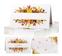 50pz Segnaposto Foglie Autunno Festa del Ringraziamento Matrimonio Battesimo Cresima Compleanno, Cartellini SegnaTavolo, Cartoncini Decorazione Feste Autunnale (B)